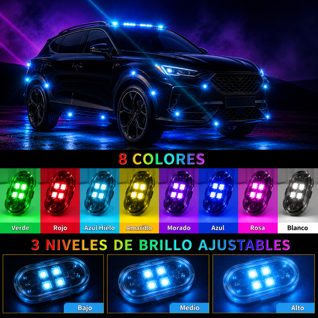 Kit De Luces LED RGB Recargable Para Coche