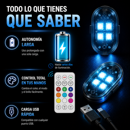 Kit De Luces LED RGB Recargable Para Coche