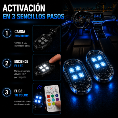 Kit De Luces LED RGB Recargable Para Coche